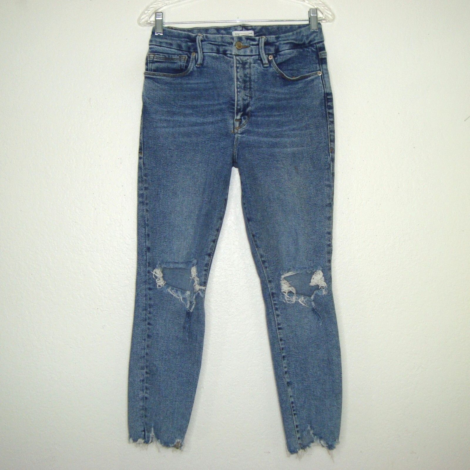 Good American Skinny Ripped Blue Jeans